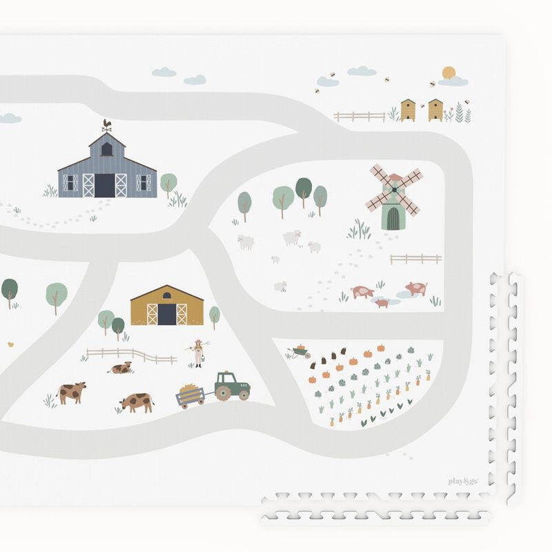 Play&Go EEVAA 3-in-1 Reversible Puzzle Playmat - Farm - 120x180cm
