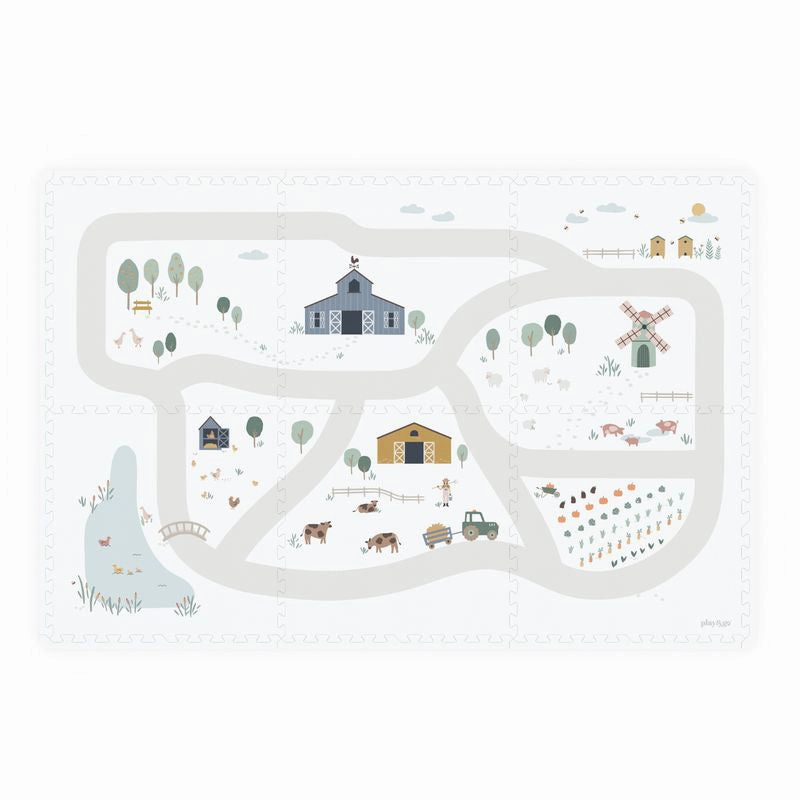 Play&Go EEVAA 3-in-1 Reversible Puzzle Playmat - Farm - 120x180cm