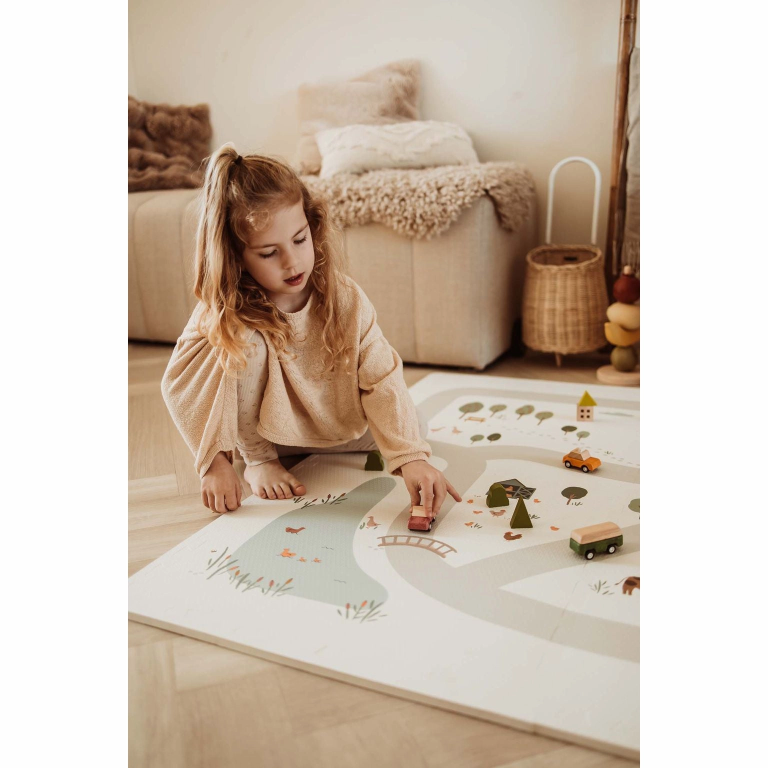Play&Go EEVAA 3-in-1 Reversible Puzzle Playmat - Farm - 120x180cm