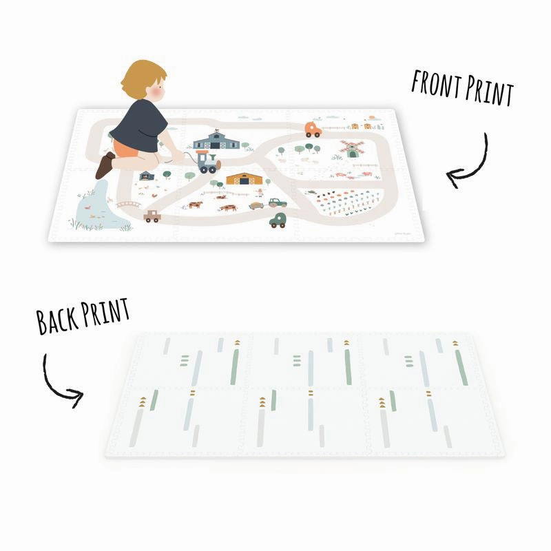 Play&Go EEVAA 3-in-1 Reversible Puzzle Playmat - Farm - 120x180cm