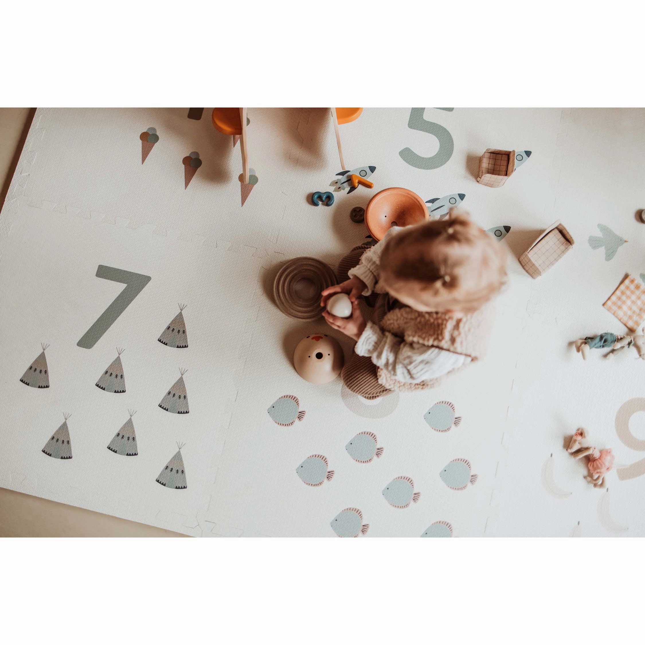 Play&Go EEVAA 3-in-1 Reversible Puzzle Playmat - Numbers - 180x180cm