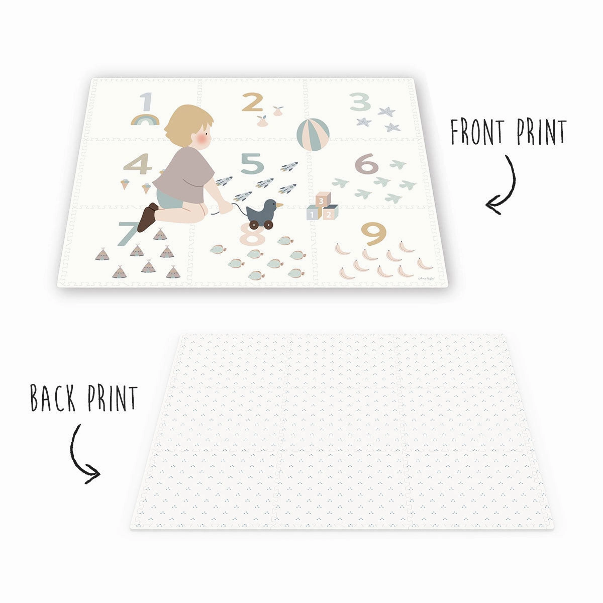 Play&Go EEVAA 3-in-1 Reversible Puzzle Playmat - Numbers - 180x180cm