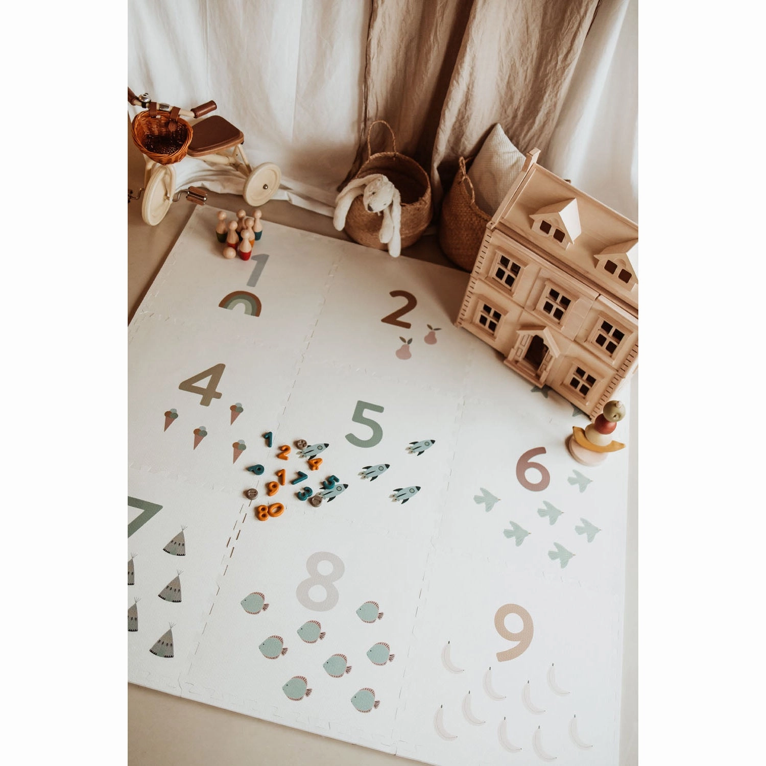 Play&Go EEVAA 3-in-1 Reversible Puzzle Playmat - Numbers - 180x180cm