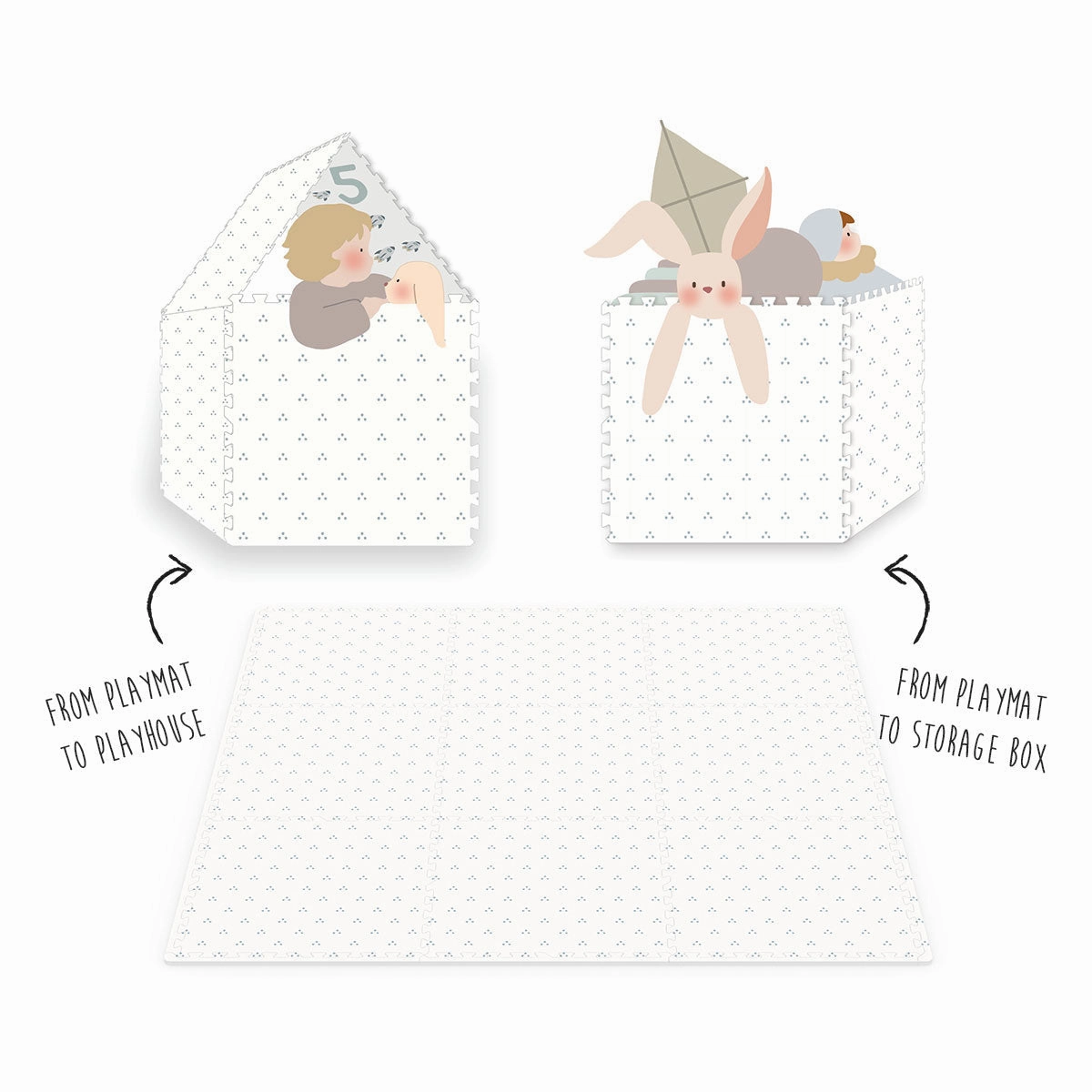 Play&Go EEVAA 3-in-1 Reversible Puzzle Playmat - Numbers - 180x180cm