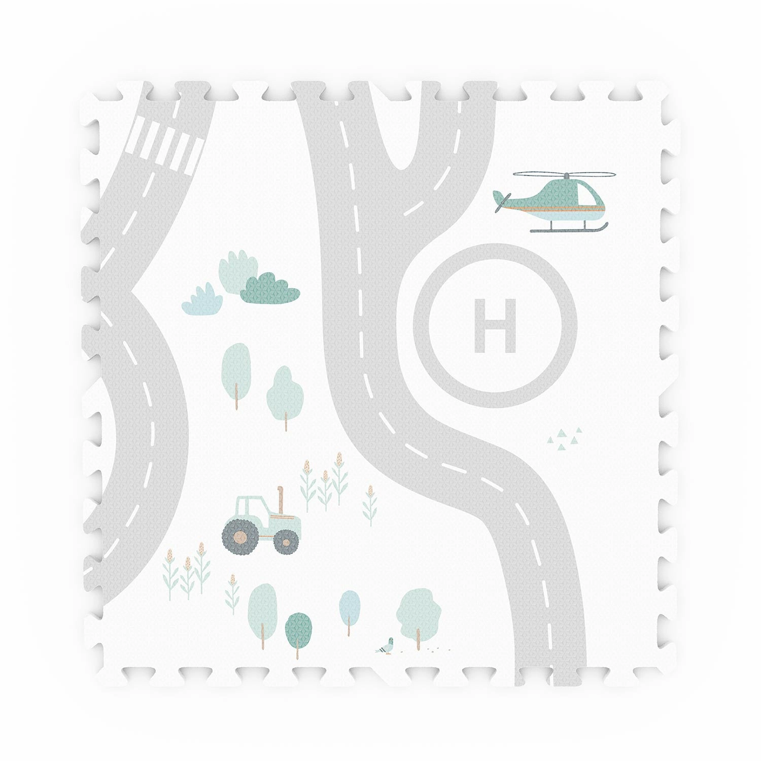 Play&Go EEVAA 3-in-1 Reversible Puzzle Playmat - Road Map - 120x180cm