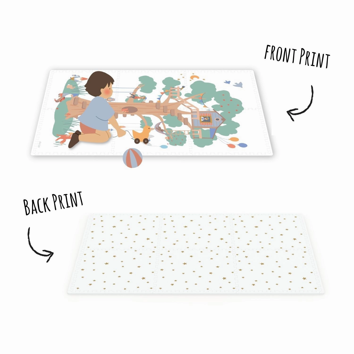 Play&Go EEVAA 3-in-1 Reversible Puzzle Playmat - Tree House - 120x180cm