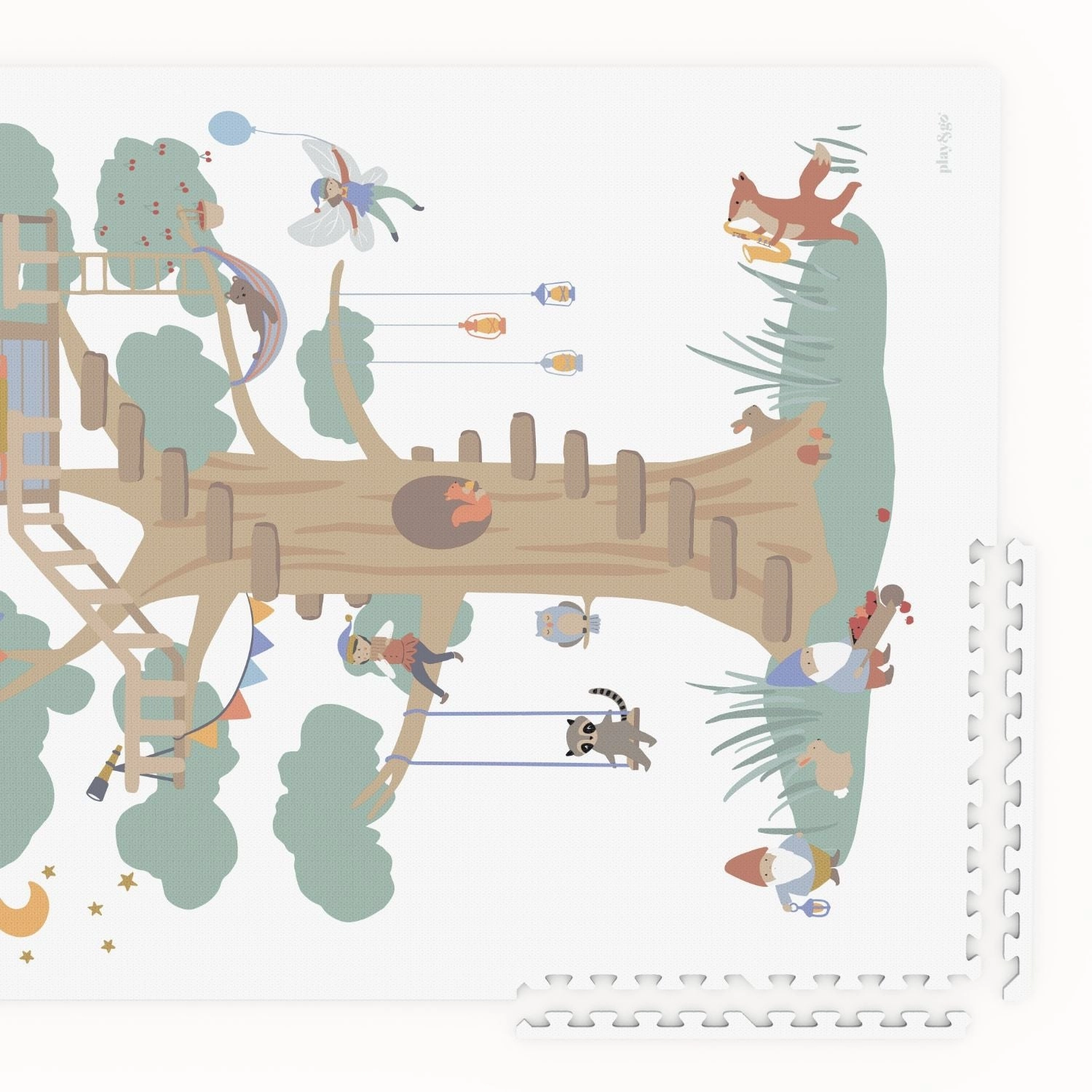 Play&Go EEVAA 3-in-1 Reversible Puzzle Playmat - Tree House - 120x180cm