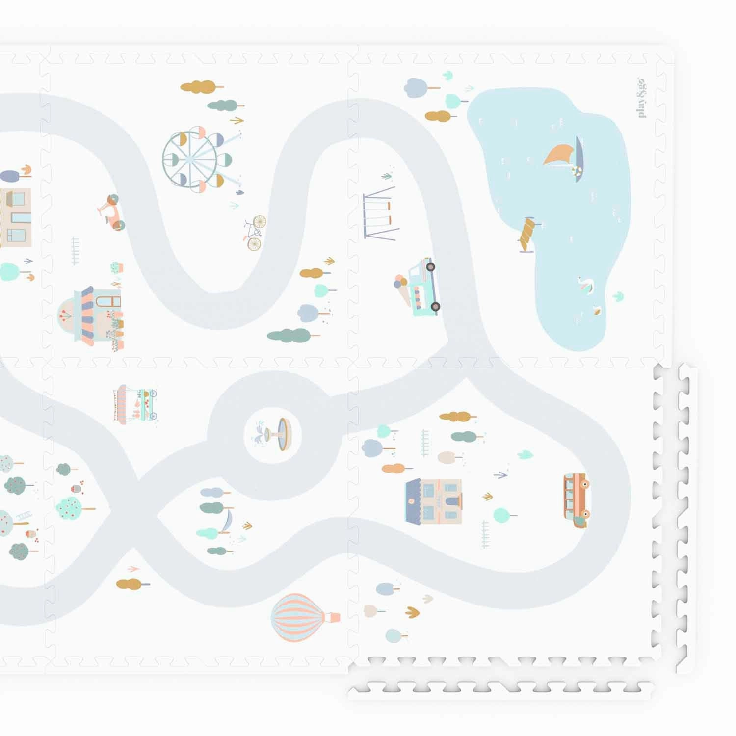 Play&Go EEVAA 3-in-1 Reversible Puzzle Playmat - Village/Terrazzo - 120x180cm