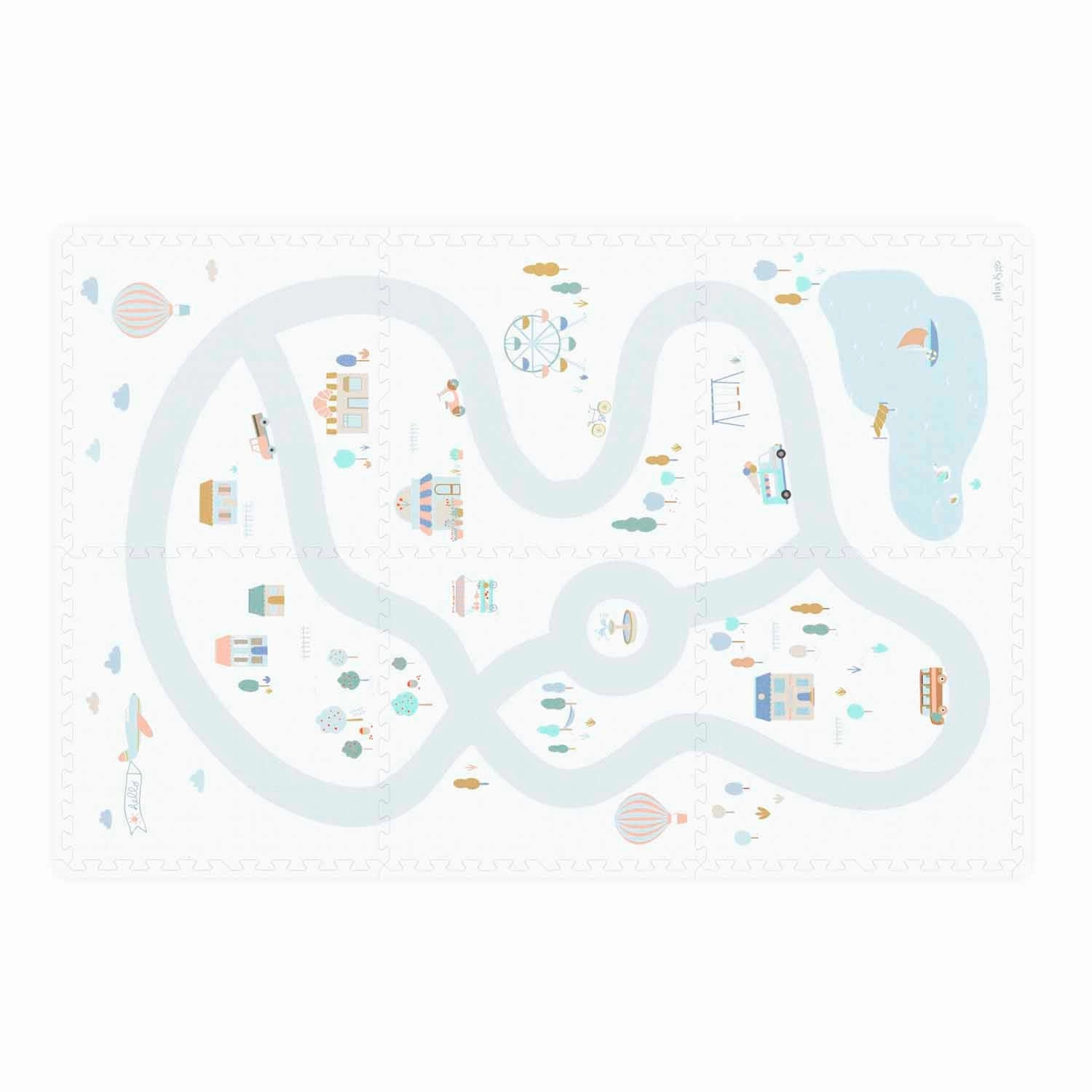 Play&Go EEVAA 3-in-1 Reversible Puzzle Playmat - Village/Terrazzo - 120x180cm