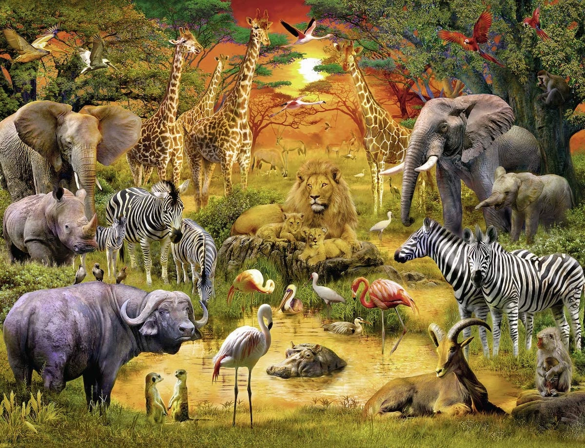 Ravensburger Toys 2000 pc Puzzle - Gathering at the Waterhole