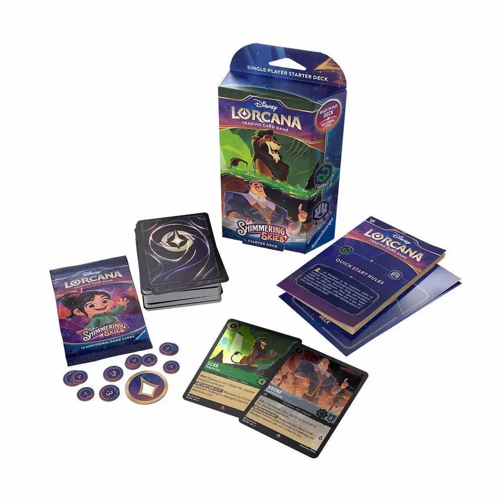 Ravensburger Toys Disney Lorcana Trading Card Game Shimmering Skies Starter Deck Scar and Kronk