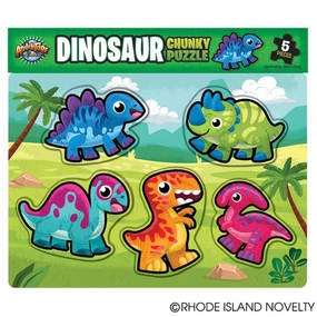 Rhode Island Novelty Toys Adventure Planet 6 Piece Chunky Dinosaur Puzzle