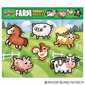 Rhode Island Novelty Toys Adventure Planet 6 Piece Chunky Farm Puzzle