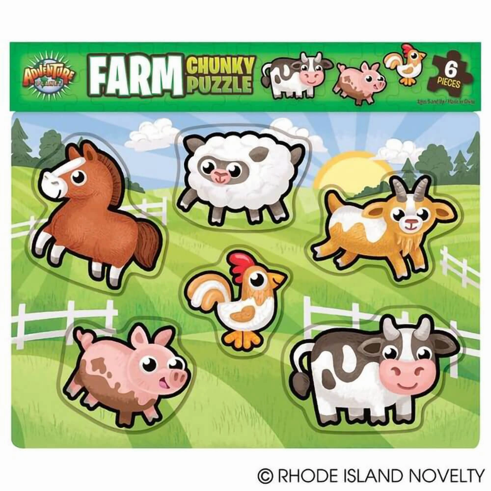Rhode Island Novelty Toys Adventure Planet 6 Piece Chunky Farm Puzzle