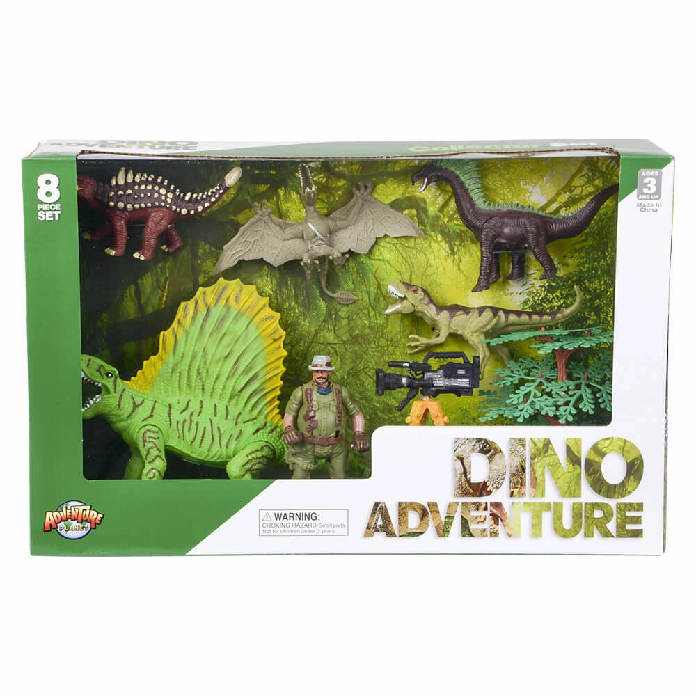 Rhode Island Novelty Toys Adventure Planet Dinosaur Discovery Expedition 8 Pc Dino Set