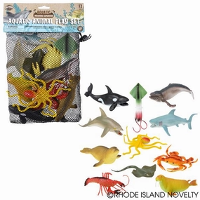 Rhode Island Novelty Toys Rhode Island Novelty 11 Piece Mesh Bag Aquatic Animal Set
