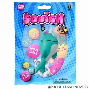 Rhode Island Novelty Toys Rhode Island Novelty 4" Squish Narwhal Backpack Clip