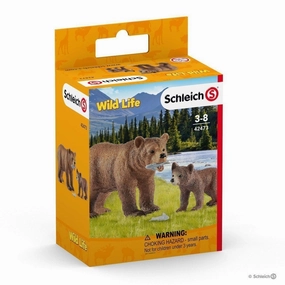 Schleich Toys Grizzly Bear Mother with Cub