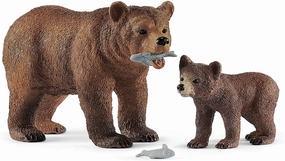 Schleich Toys Schleich 42473 Wild Life Grizzly Bear Mother With Cub