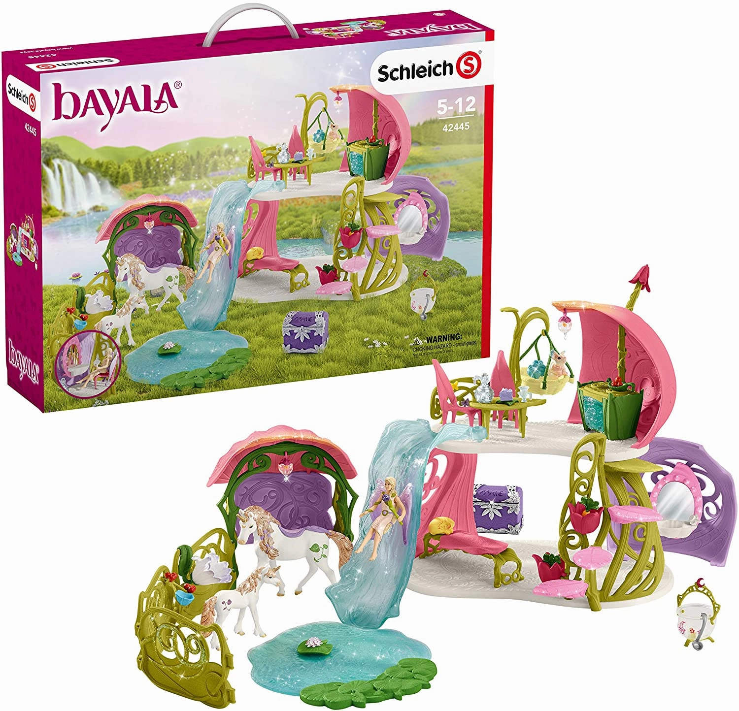 Schleich Toys Schleich Bayala 42445 Glittering Flower House with Unicorns, Lake and Stable