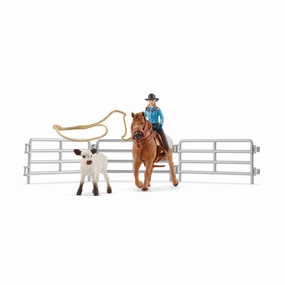 Schleich Toys Schleich Farm World Cowgirl Team Roping Fun