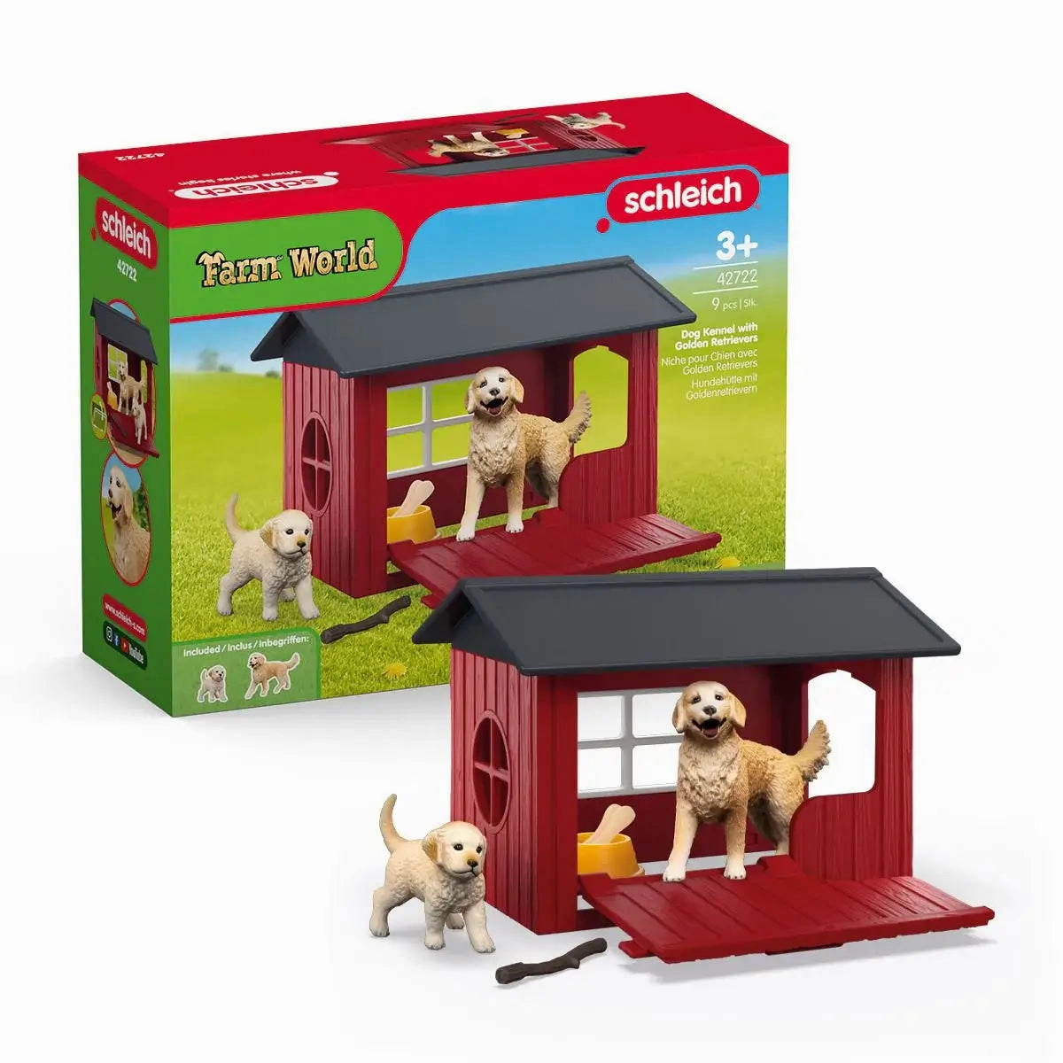 Schleich Toys Schleich Farm World Dog Kennel with Golden Retriever