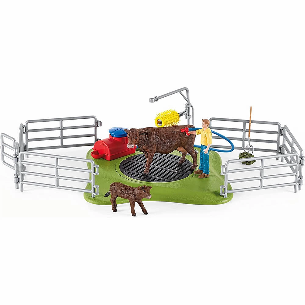 Schleich Toys Schleich Farm World Happy Cow Wash Playset