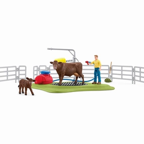 Schleich Toys Schleich Farm World Happy Cow Wash Playset