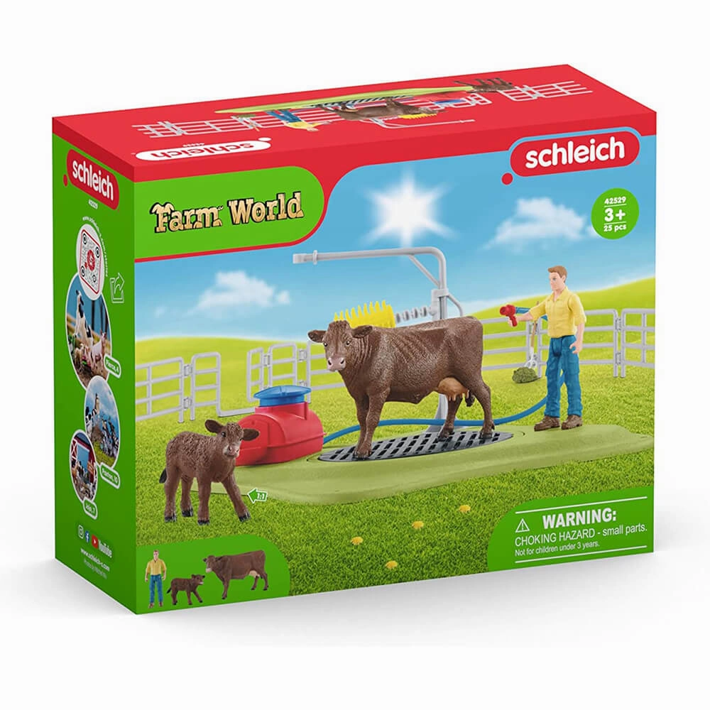 Schleich Toys Schleich Farm World Happy Cow Wash Playset