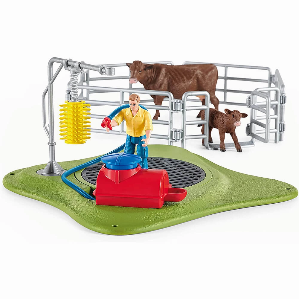 Schleich Toys Schleich Farm World Happy Cow Wash Playset