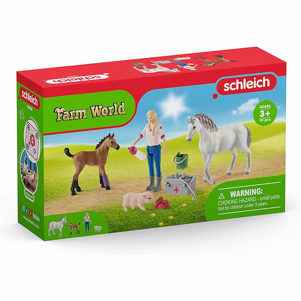 Schleich Toys Schleich Farm World Vet Visiting Mare and Foal Playset