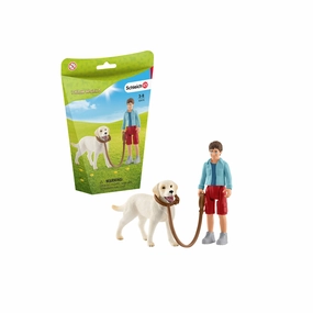 Schleich Toys Schleich Farm World Walking With Labrador Retriever Play Set