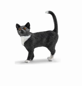 Schleich Toys Standing Cat - Black with white socks