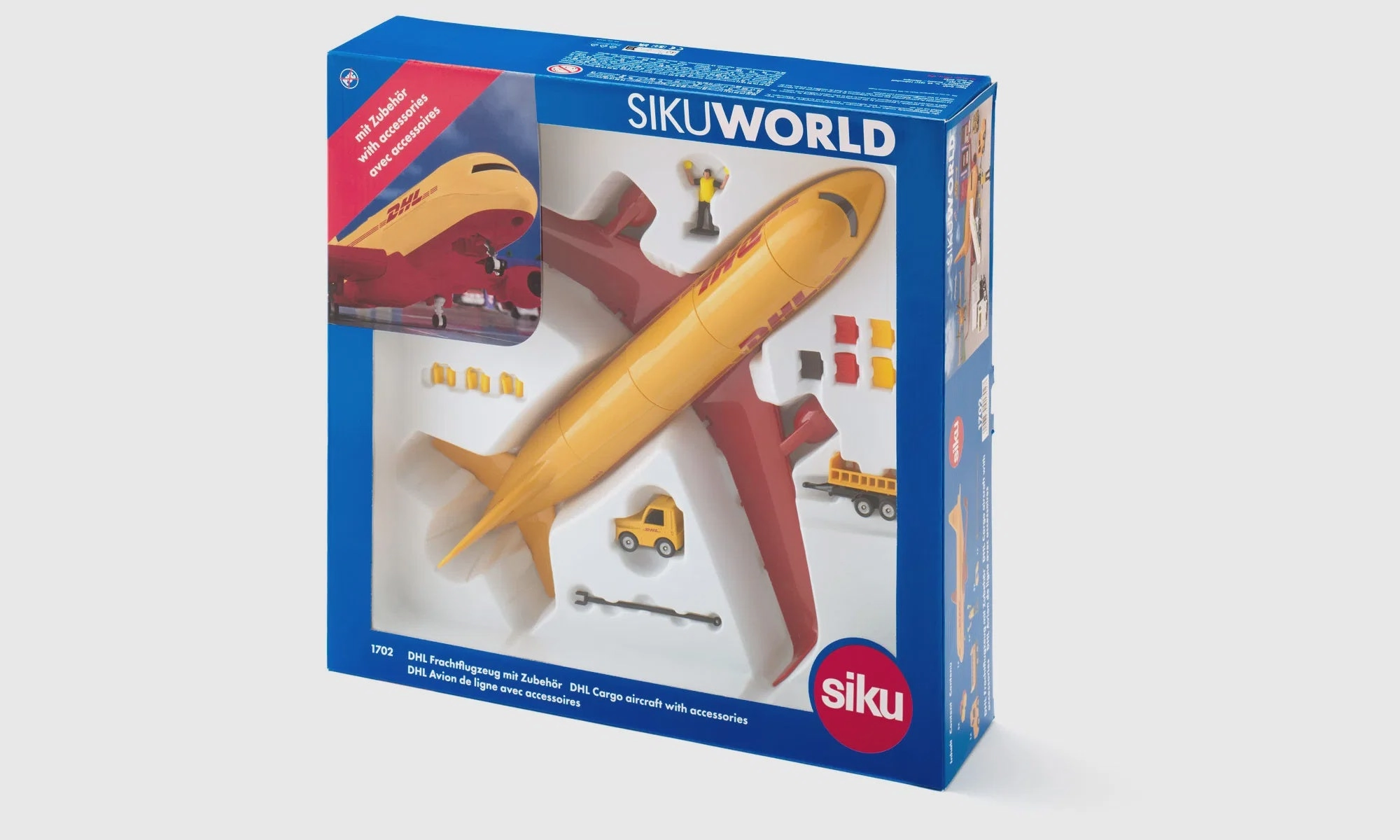 Siku Toys 1702 DHL Cargo Aircraft With Accessories