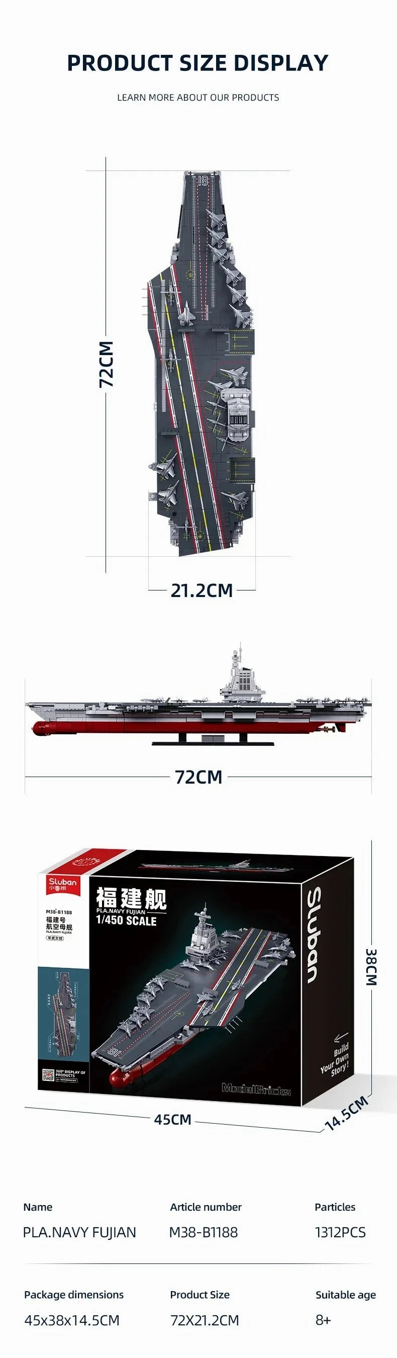 Sluban Toys Sluban | Aircraft Carrier Fujian 1:450 Scale 1312Pcs