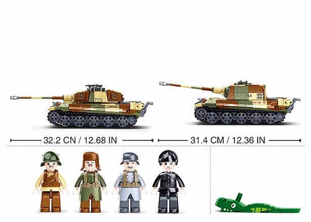 Sluban Toys Sluban | Army Battle Of Budapest - The King Tiger Heavy Tank 930 Pcs