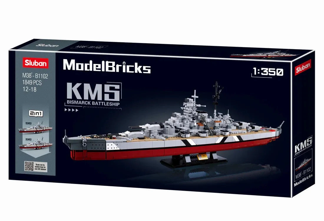 Sluban Toys Sluban | Model Bricks | Bismarck Battleship (2 in 1) 1849 Pcs