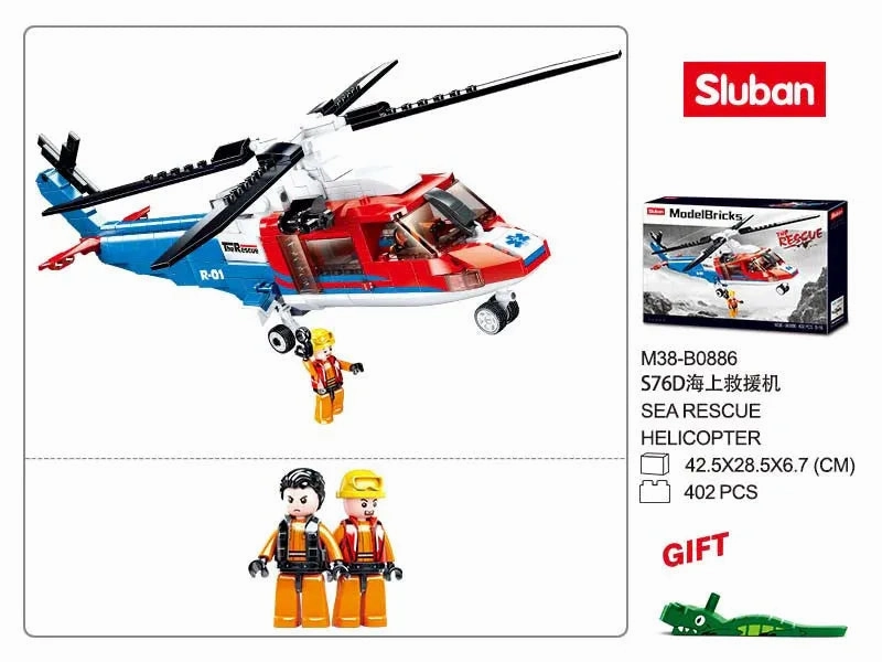 Sluban Toys Sluban | Model Bricks | Sea Rescue Helicopter 402 Pcs