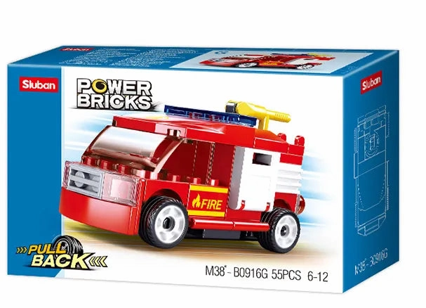 Sluban Toys Sluban | Power Bricks | Pull Back Car Fire 55 Pcs
