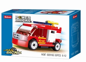 Sluban Toys Sluban | Power Bricks | Pull Back Car Fire 55 Pcs