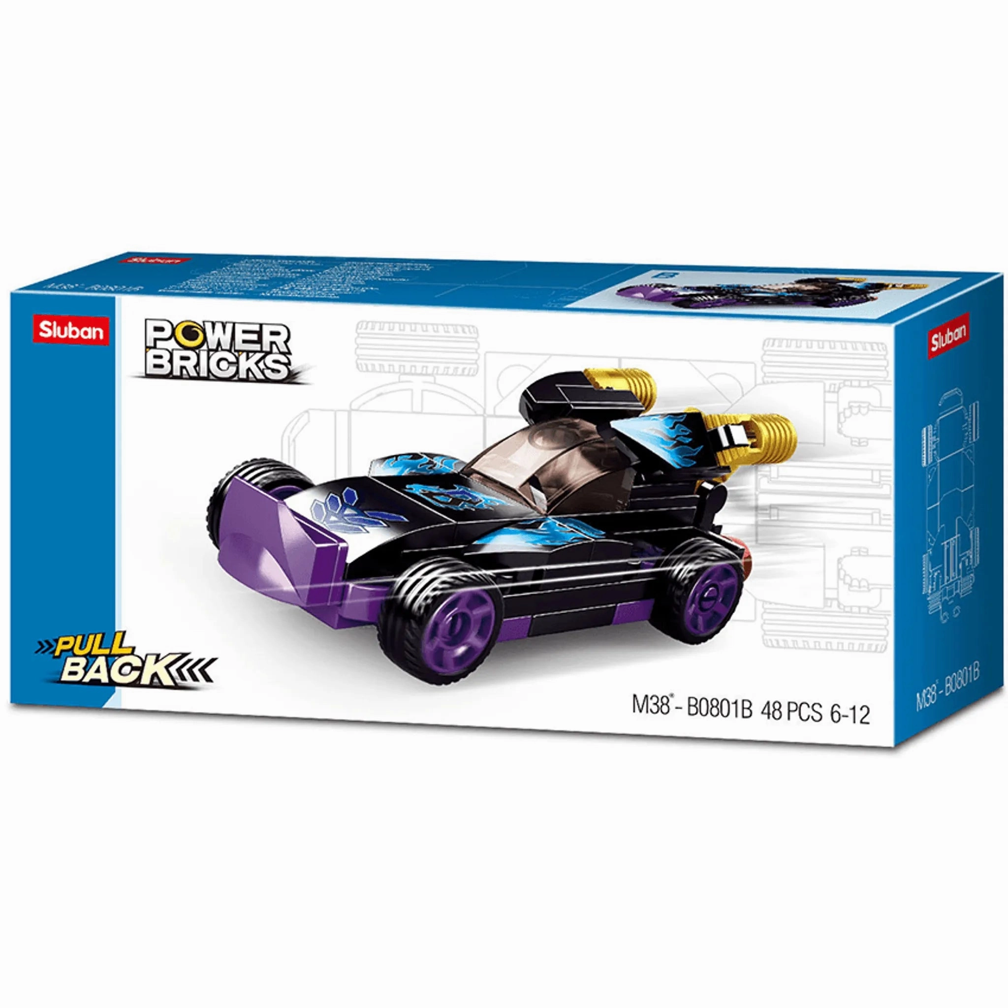 Sluban Toys Sluban | Power Bricks Pull Back Car - Purple Raptor
