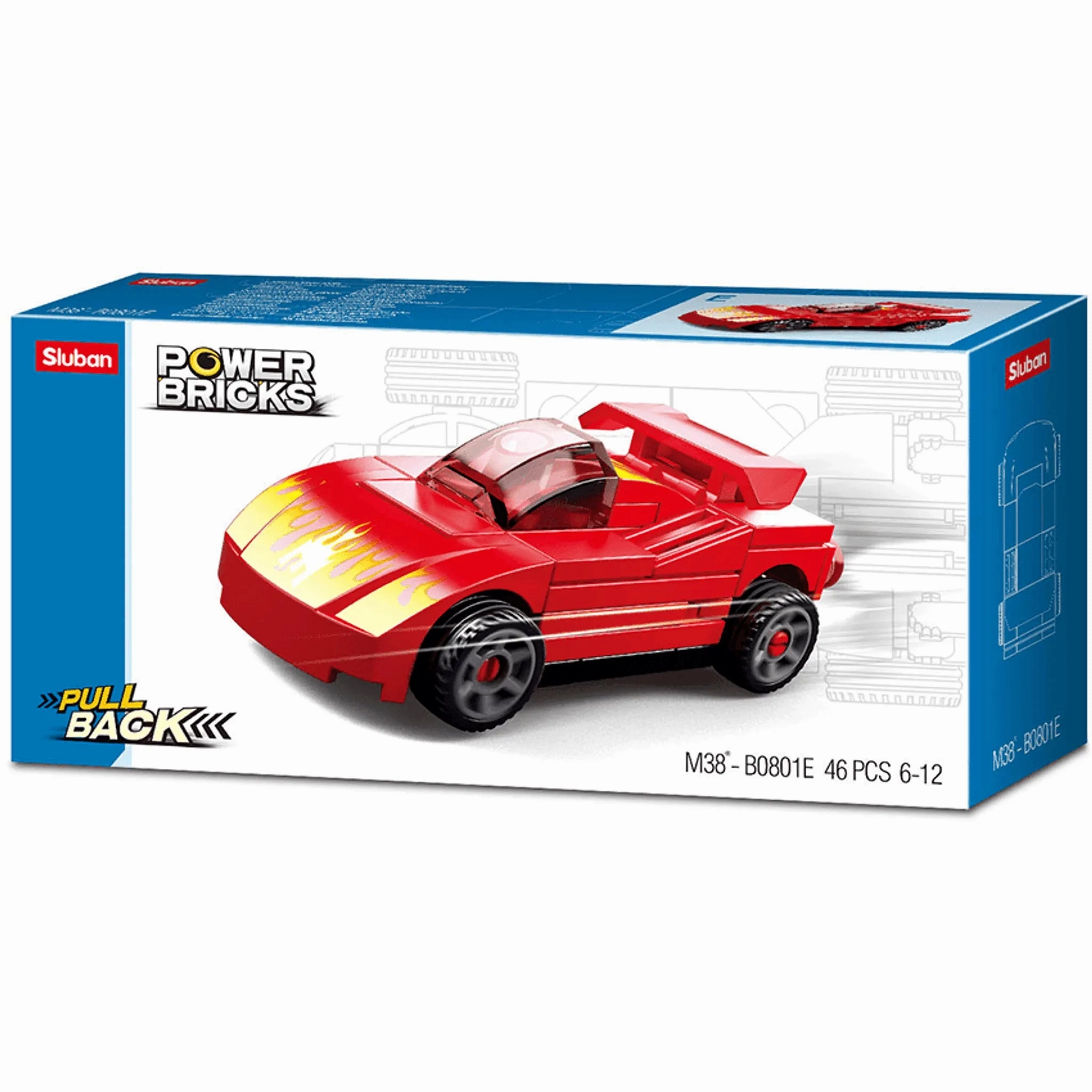 Sluban Toys Sluban | Power Bricks Pull Back Car - Red Furious