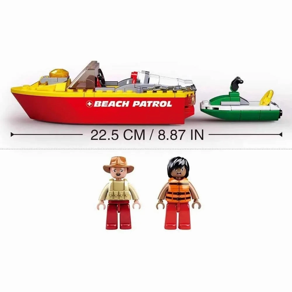 Sluban Toys Sluban | Surf Beach Patrol Rescue Boat 129 Pcs