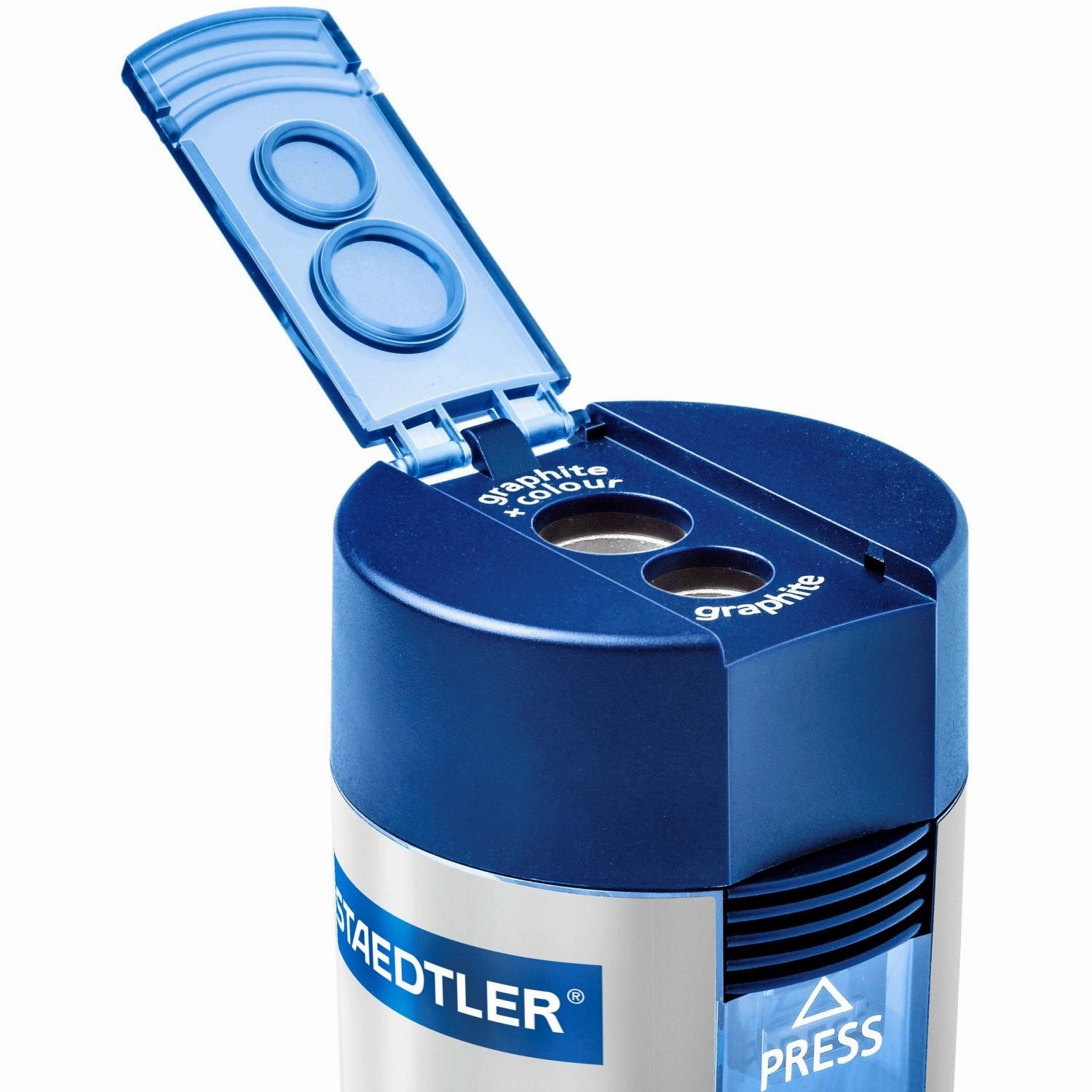 Staedtler Pencil Sharpener with Collector 2-Hole Silver/Blue
