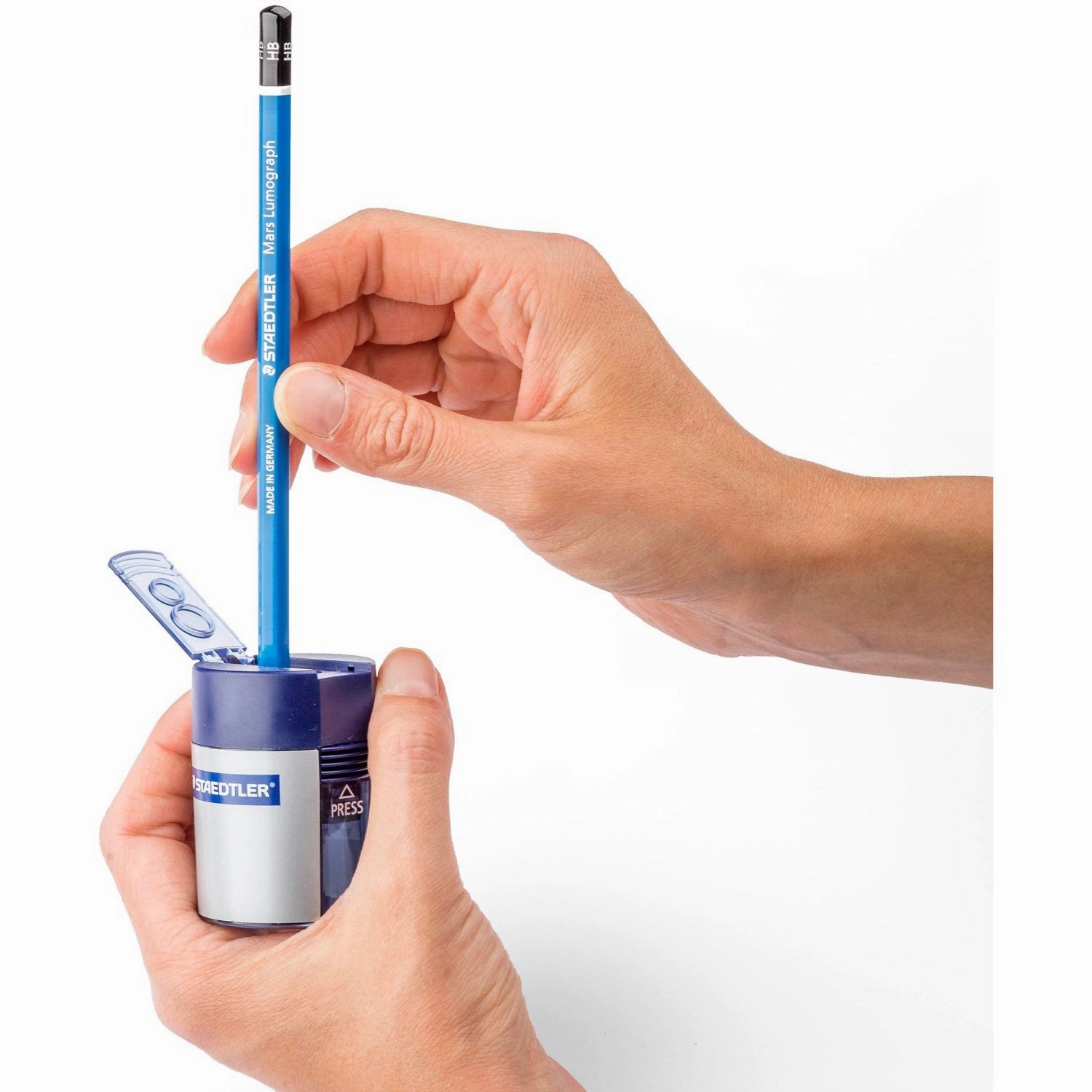 Staedtler Pencil Sharpener with Collector 2-Hole Silver/Blue