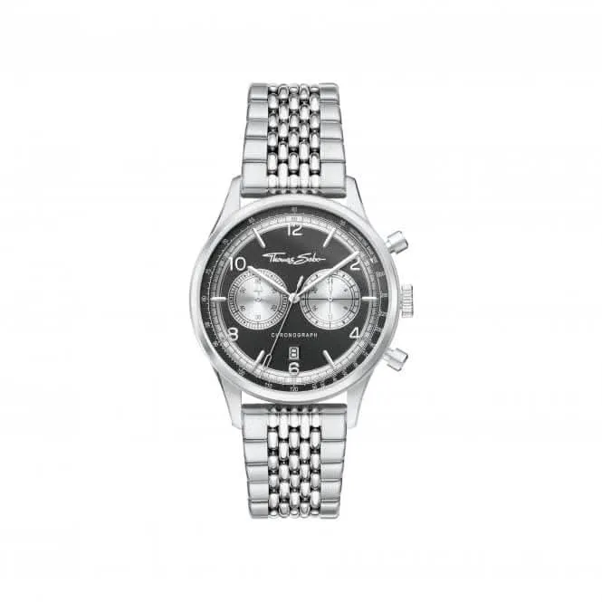 Stainless Steel Black Chronograph Men's Watch WA0375-201-203