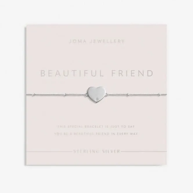 Sterling Silver Beautiful Friend Heart Zirconia 16cm   3cm Bracelet JJS0007 Joma Jewellery