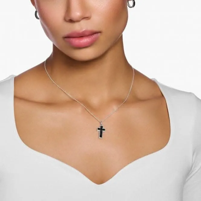 Sterling Silver Black Stones Cross Necklace KE2166-643-11 Thomas Sabo Necklaces
