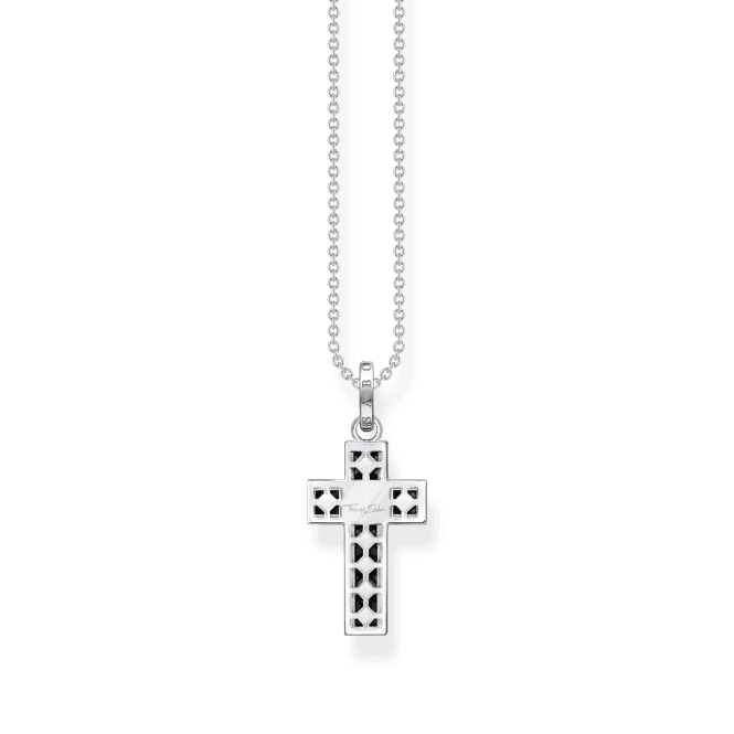 Sterling Silver Black Stones Cross Necklace KE2166-643-11 Thomas Sabo Necklaces