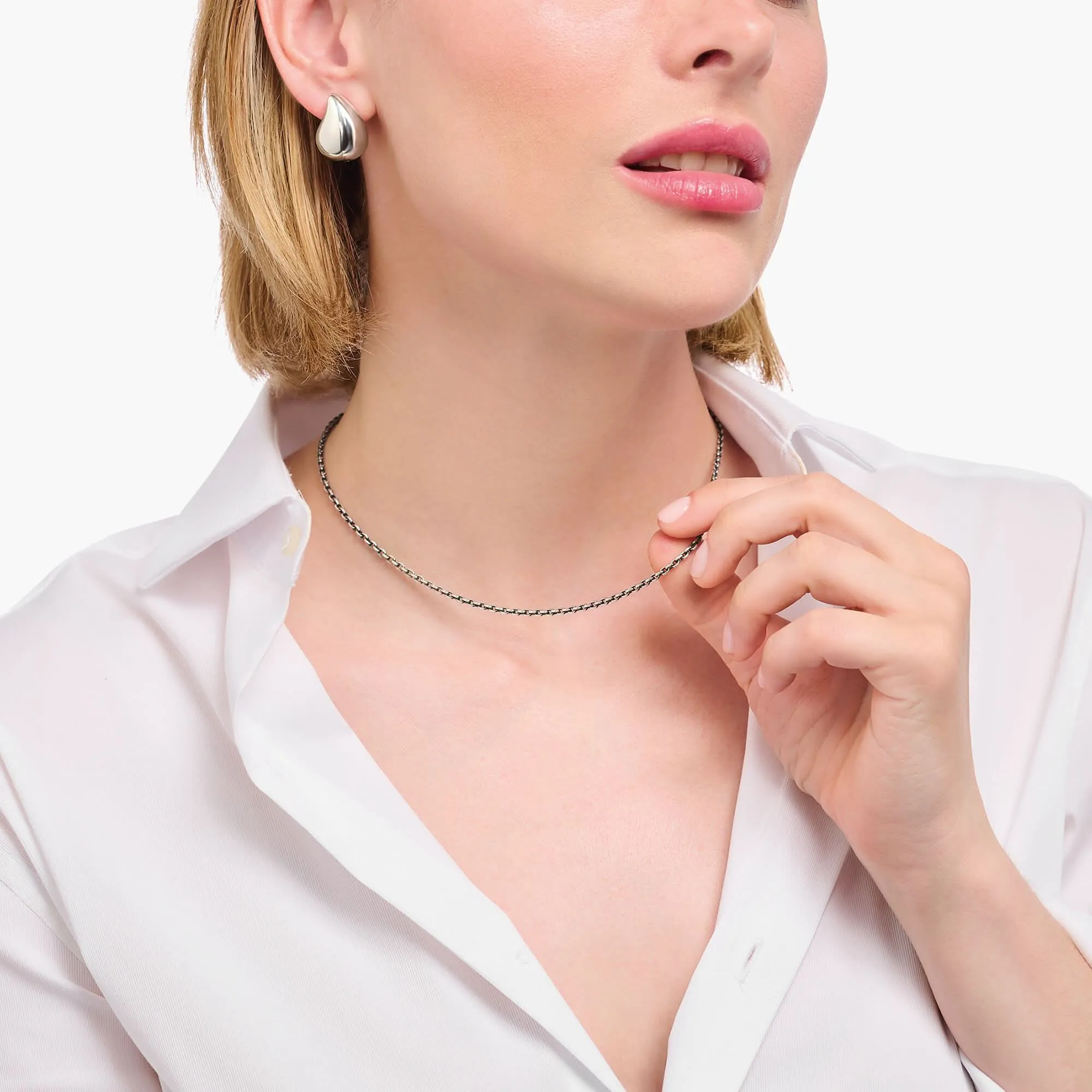 Sterling Silver Blackened Anchor Chain Necklace KE2285-637-21 Thomas Sabo Necklaces